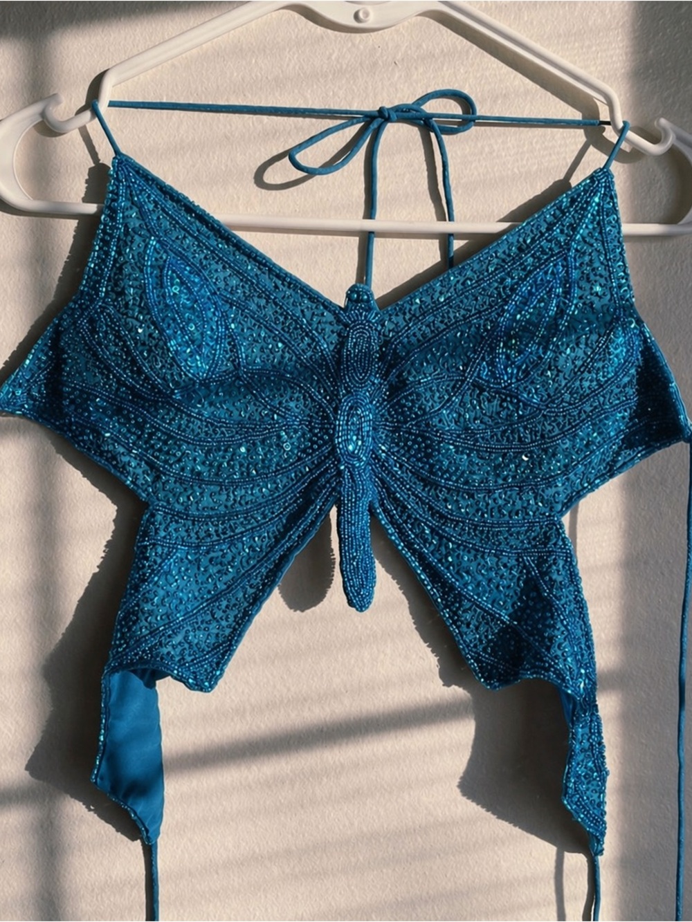 Vintage Blue Beaded Butterfly Top 🦋 NWT 🏷️